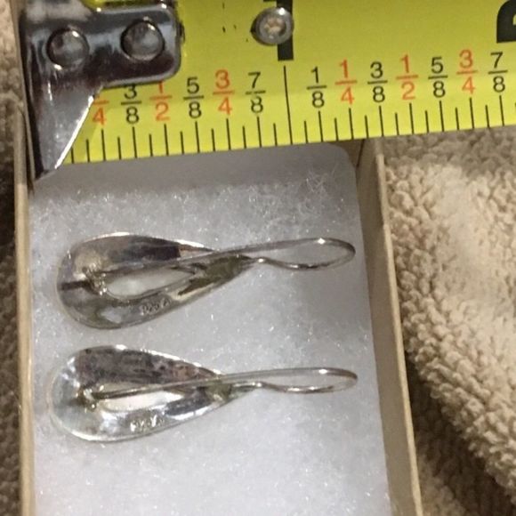 Sterling Silver 925 Marcasite Outlined Mother of Pearl Drop Earrings - Picture 7 of 13